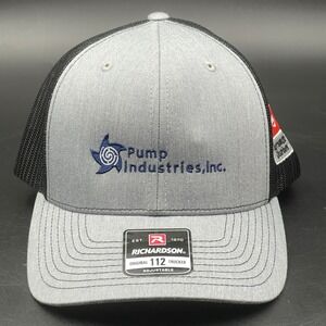 Richardson 112 Trucker Hat Pump Industries Flowserve Gray Black Snapback Cap